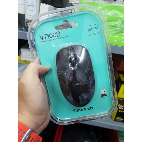 Mouse Không Dây Đa Năng Simetech V7100B Bluetooth + Wireless Chính Hãng