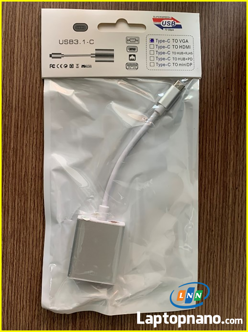 cáp Type-C to VGA Kết nối macbook, laptop với máy chiếu, màn hình, ti vi