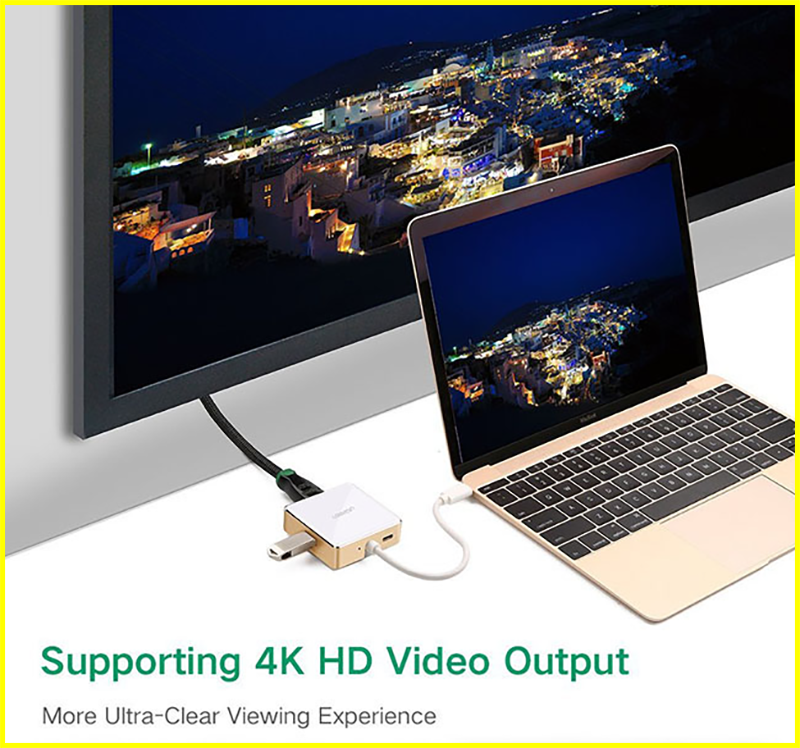 Kết nối Macbook với màn hình tivi, máy chiều bằng Cáp Chuyển Đổi Type-C sang USB 3.0/HDMI/Type-C