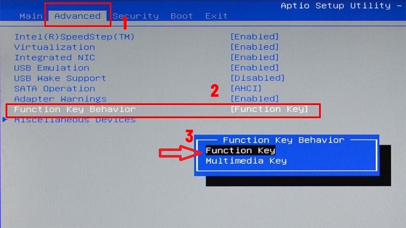 Tắt phím Fn trong BIOS