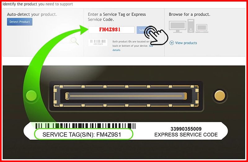 Xem service tag dưới đáy máy