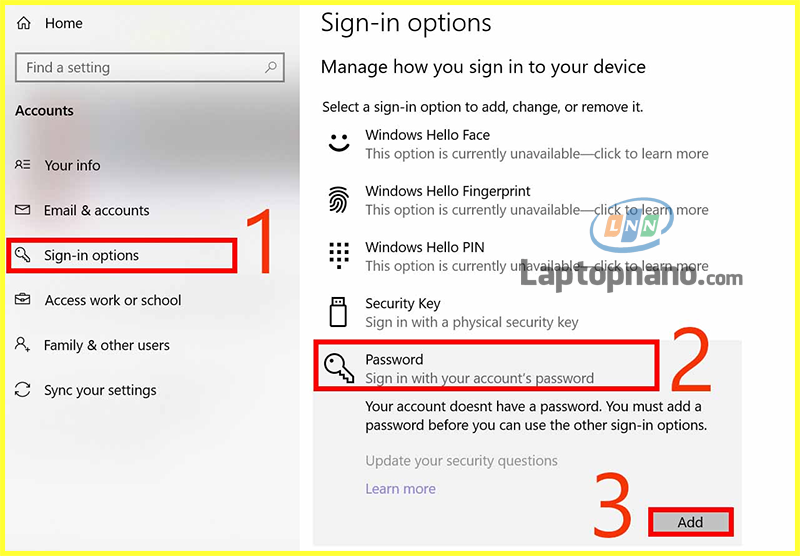 Chọn Sign-in options