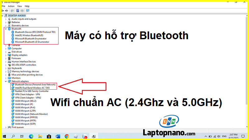 Kiểm tra thông tin về kết nối không dây wifi và Bluetooth