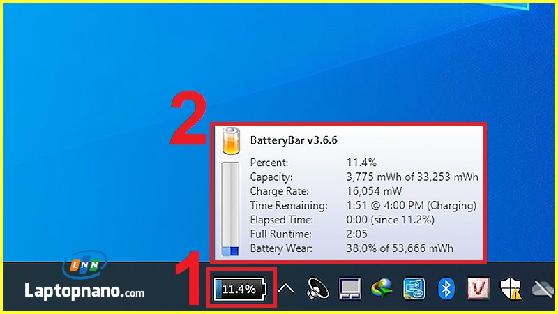 Phần mềm kiểm tra pin laptop batterybar