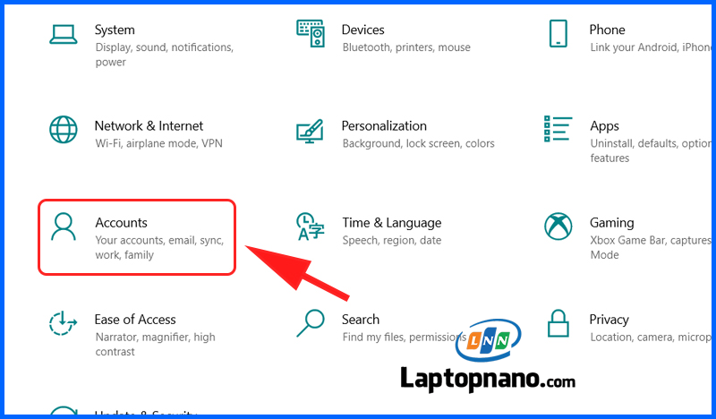 trong cửa sổ Setting chọn Sign-in options