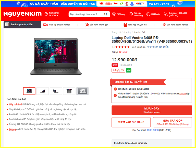 tham khảo giá bán laptop dell vostro 3405 ryzen 5-3500u