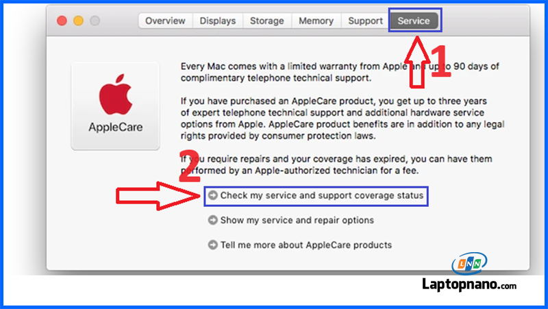 tại tab Service truye cập đến Trang Web Kiểm Tra Bảo Hành của Apple 1