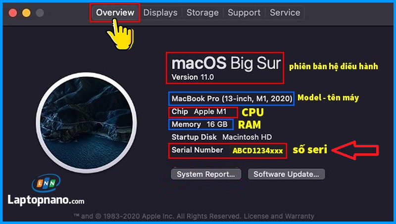 Số Serial trong hệ điều hành của MacBook 2