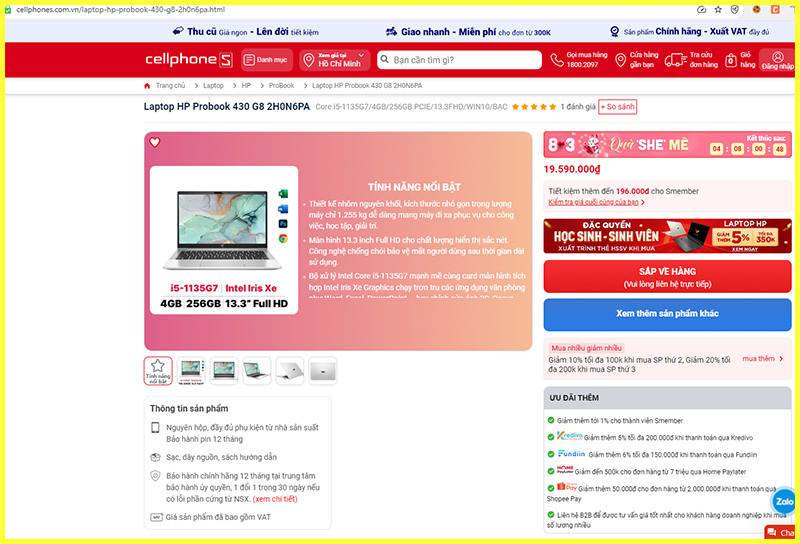 Giá bán Laptop HP ProBook 430 G8 i5-1135G7 trên thị trường 1