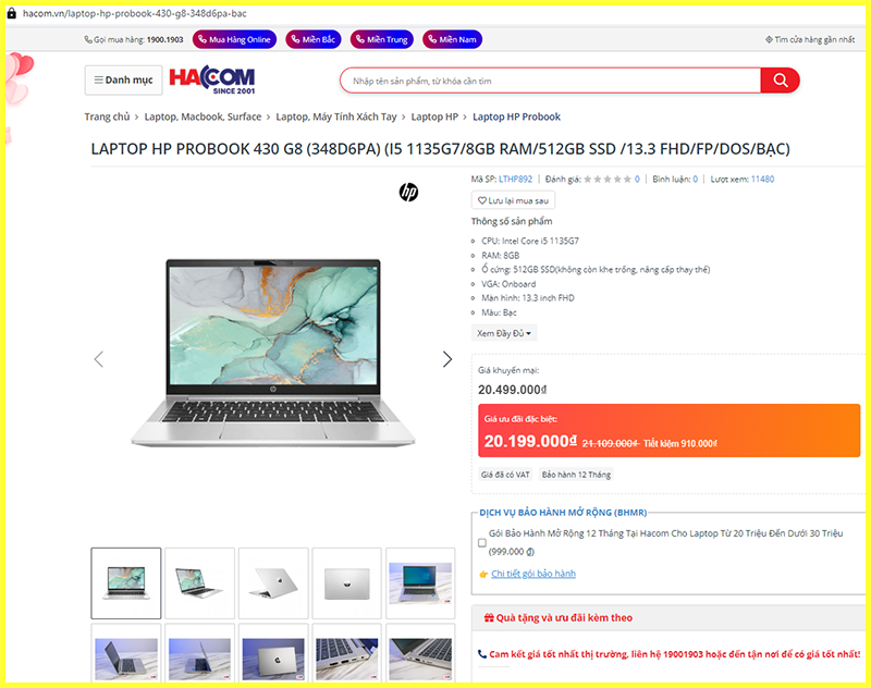Giá bán Laptop HP ProBook 430 G8 i5-1135G7 trên thị trường