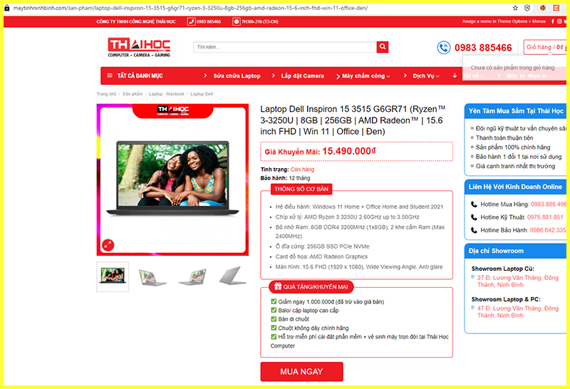 tham khảo giá bán Laptop DELL inspiron 15 3515 AMD Ryzen 3 3250U trên thị trường 2