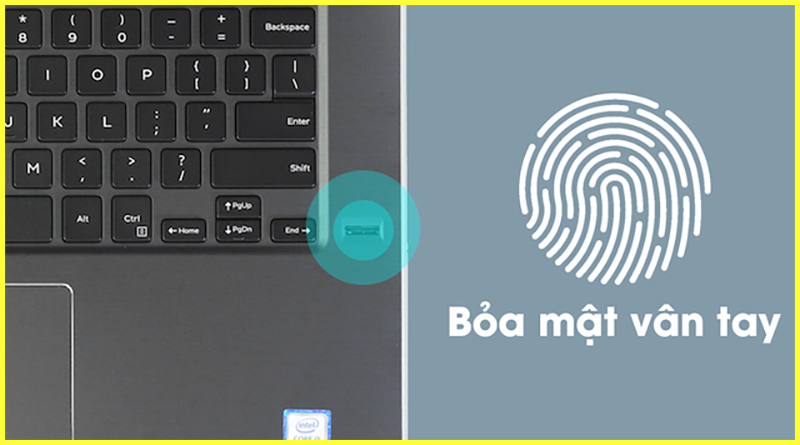 Laptop Dell Vostro 14 5468 Core I5-7200U trang bị bảo mật tiện lợi