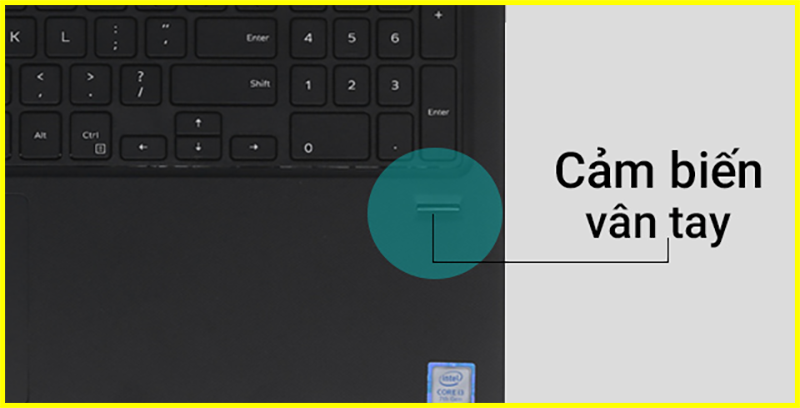 Laptop Dell Vostro 15 3568 Core i3-7100U trang bị Bảo mật vân tay tiện lợi
