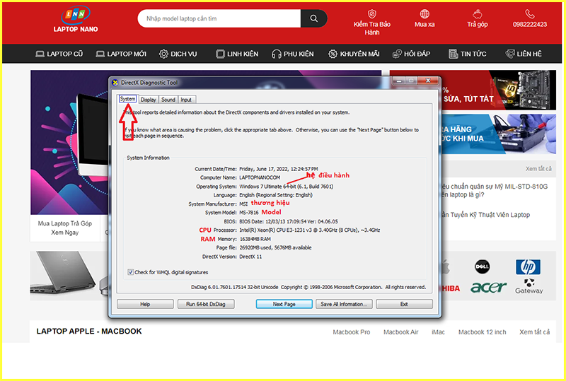 Kiểm tra cấu hình