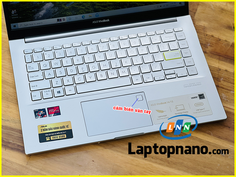 Laptop Asus Vivobook M413IA-EK480T Ryzen 5-4500U trang bị Bảo mật an toàn với cảm biến vân tay