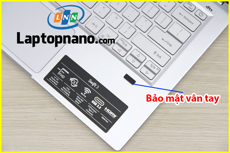 Laptop Acer Swift 3 SF314-43-R4X3 Ryzen 5 5500U trang bị Bảo mật vân tay