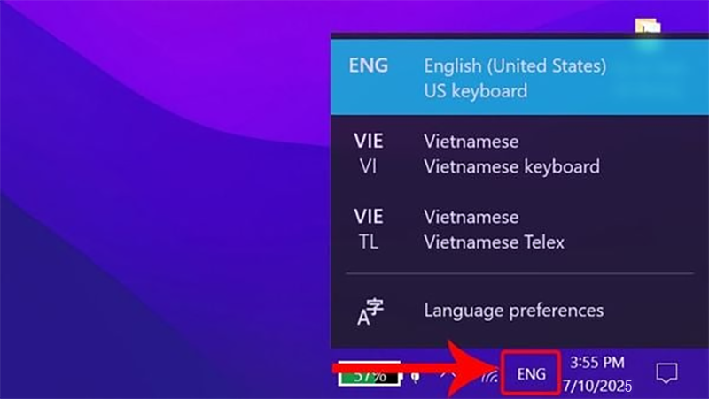 Ngôn ngữ bàn phím bị thiết lập sai