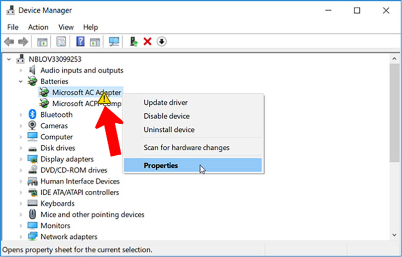 Kiểm tra driver pin trên Windows 10