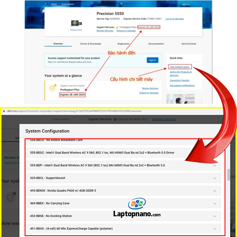 Nhập Service Tag Dell có kiểm tra được cấu hình thật không